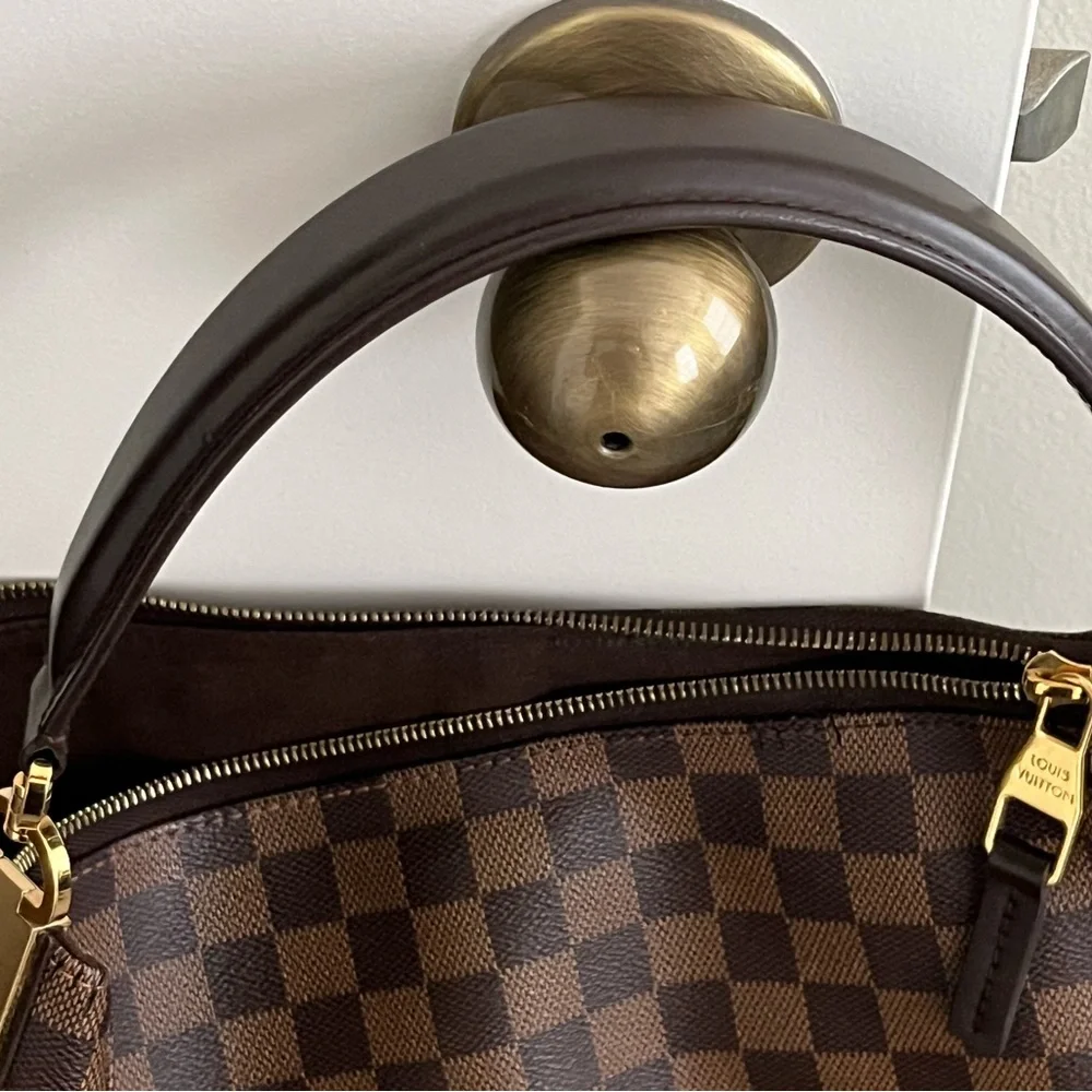 Louis Vuitton Brown Damier Ebene Shoulder Hobo with Gold Hardware
